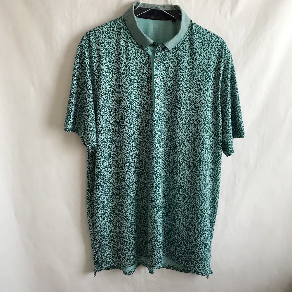 Greyson Golf Blue Abstract Polo Shirt Mens XL Short Sleeve Performance Wolf